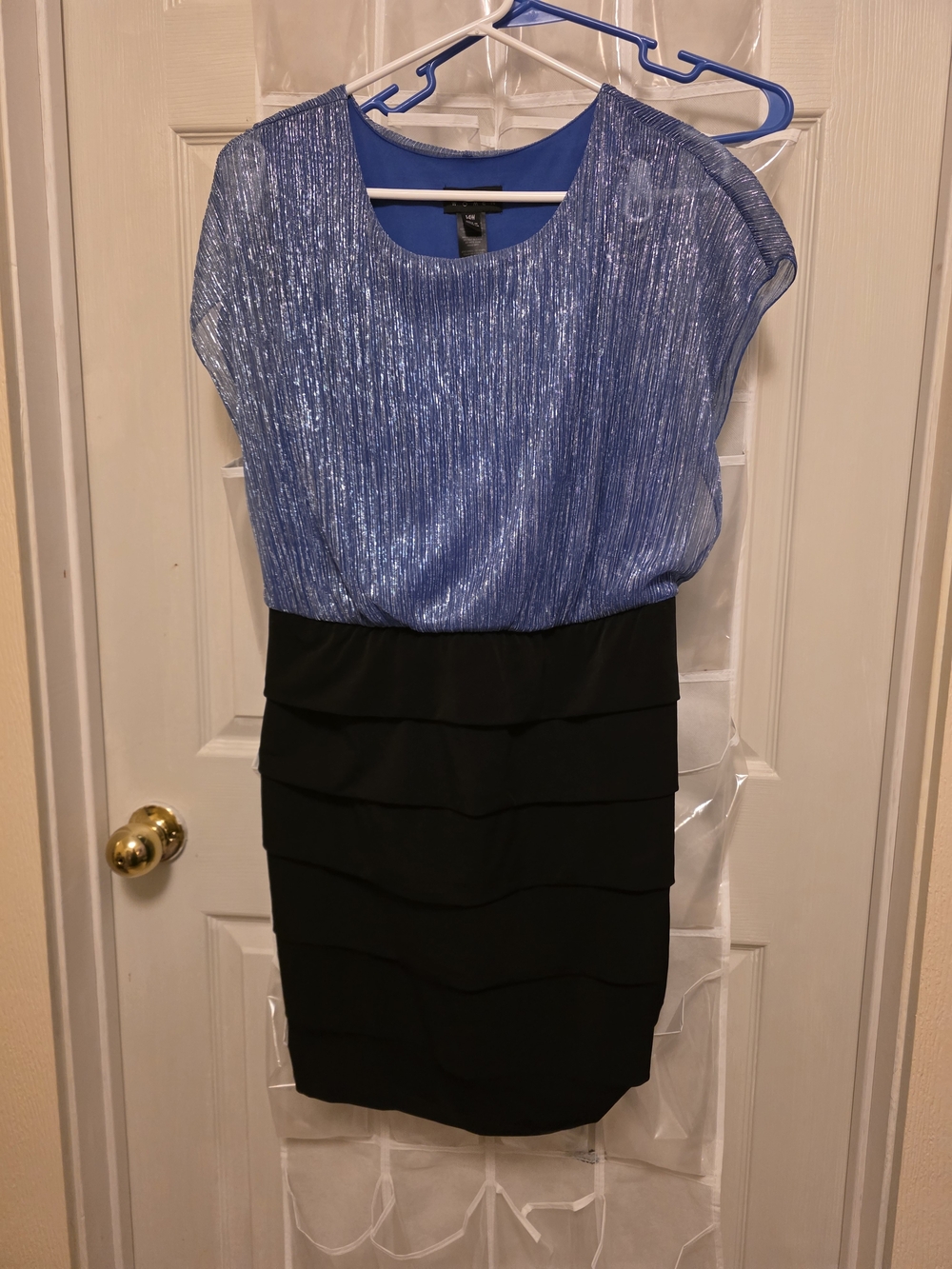 Enfocus Studio Blue Metallic Blouson Top